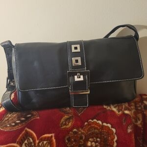 Stylish Black Leather Perlina Bag.